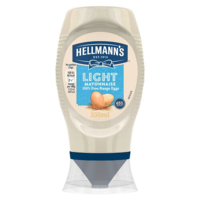 Hellmann's Squeezy Light Mayonnaise 250g 1 x 8[HELSL04]