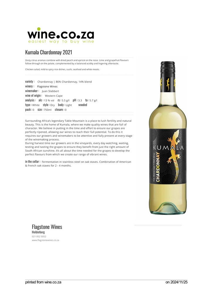 South Africa: Kumala Chardonnay (75cl) [C140]