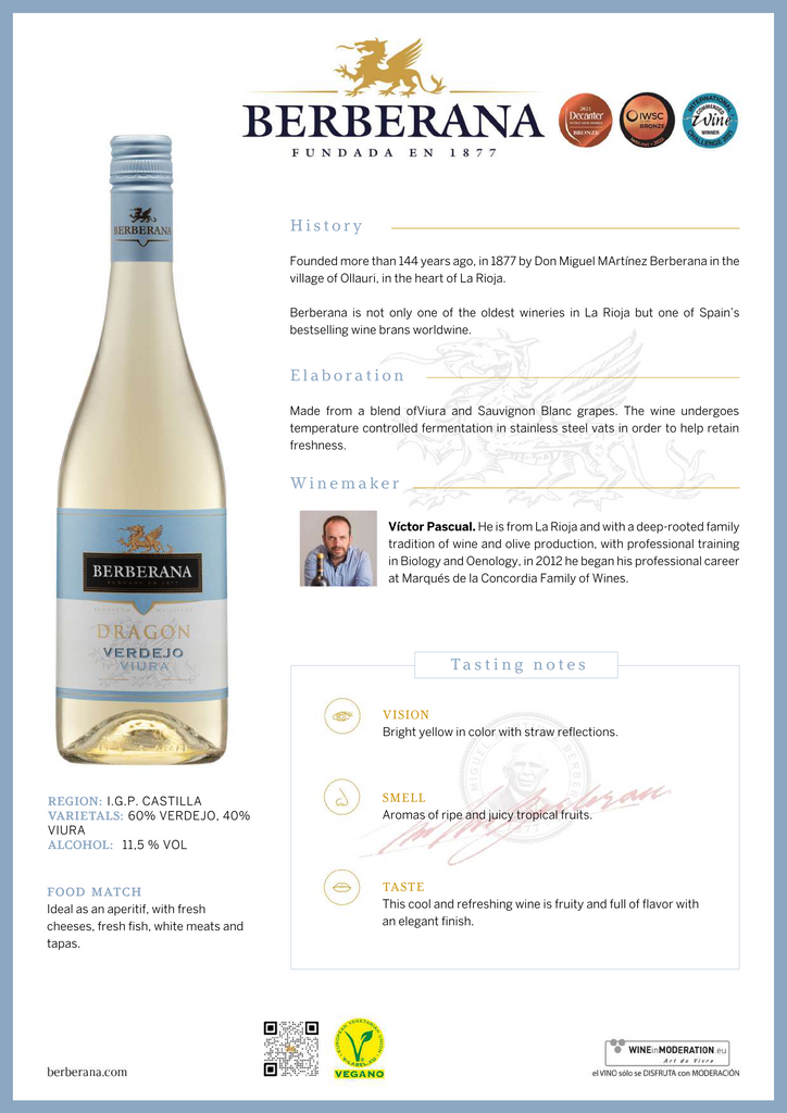 Berberana Dragon White (75cl) [D254]