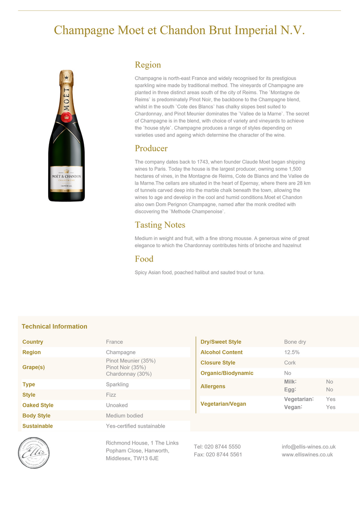 MOET&CHANDON BRUT IMPERIAL 20cl [E039]