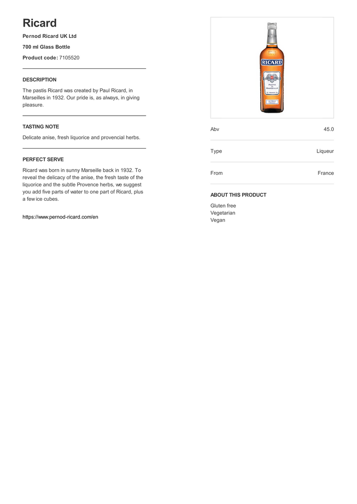 RICARD PASTIS LTR [H012]